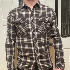 Plaid black and white button down